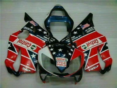 Best 2001-2003 Red White Blue Castrol Cycle World Honda CBR600 F4i Motorcycle Fairings Kits UK