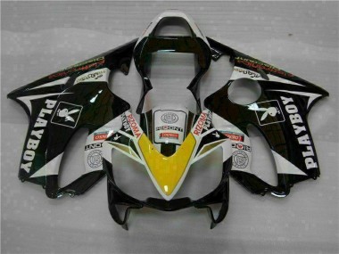 Best 2001-2003 Yellow Silver Black Playboy Honda CBR600 F4i Motorcycle Fairing Kit UK