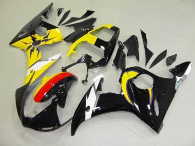 Best 2003-2005 Moon Black Yellow Yamaha YZF R6 Motorcycle Fairings Kits UK