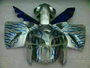 Best 2005-2006 White Blue Flame Honda CBR600RR Motorcycle Fairing Kit UK