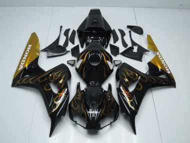 Best 2006-2007 Black Gold Flame Honda CBR1000RR Motor Bike Fairings UK
