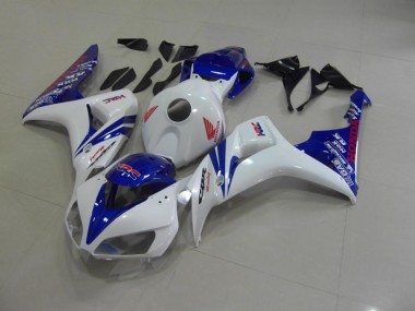 Best 2006-2007 Pearl White Blue Honda CBR1000RR Motorcycle Fairings Kits UK