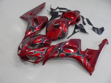 Best 2006-2007 Red Silver Flame Honda CBR1000RR Motorcycle Fairings Kits UK