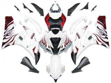 Best 2006-2007 White Red Flame Yamaha YZF R6 Motorcycle Fairing UK