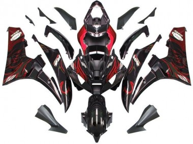 Best 2006-2007 Black Red Flame Yamaha YZF R6 Bike Fairing UK