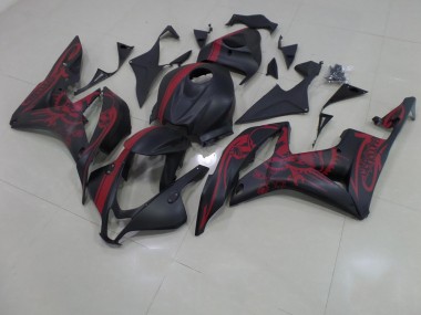 Best 2007-2008 Matte Black Red Skull with Stripe Honda CBR600RR Motorcycle Fairing UK