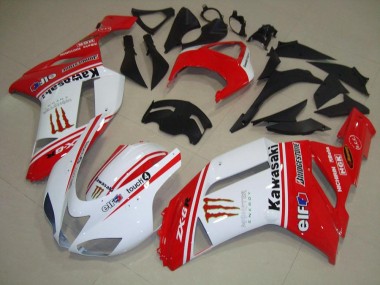 Best 2007-2008 Red and White Kawasaki ZX6R Bike Fairing UK