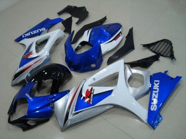 Best 2007-2008 White Blue Suzuki GSXR 1000 K7 Motor Fairings UK