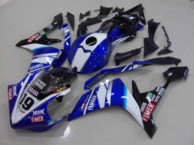 Best 2007-2008 White Blue Yamaha YZF R1 Moto Fairings UK