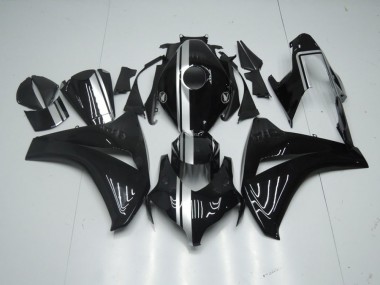 Best 2008-2011 Glossy Black with Silver Stripe Honda CBR1000RR Motorcycle Fairing Kit UK