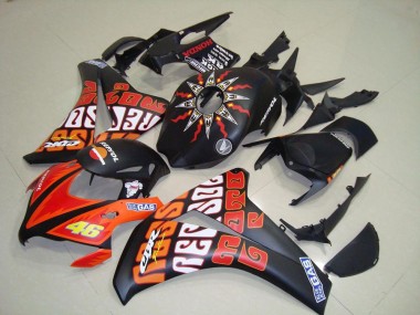 Best 2008-2011 Rossi Matte Black Honda CBR1000RR Motorcycle Replacement Fairings UK