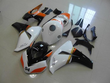 Best 2008-2011 White and Black and Orange Race Honda CBR1000RR Motorcycle Fairing UK