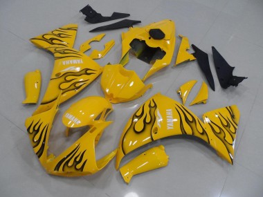Best 2009-2011 Yellow Black Flame Yamaha YZF R1 Motorcycle Fairings UK