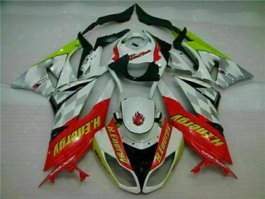 Best 2009-2012 White Red H. Energy Kawasaki ZX6R Motorcycle Fairings Kit UK