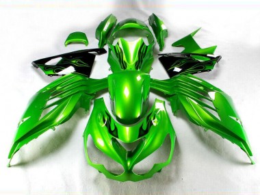 Best 2012-2021 Green Black Kawasaki ZX14R ZZR1400 Motorcycle Fairings Kit UK