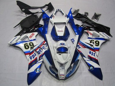 Best 2009-2014 White Blue Sterilgarda 69 BMW S1000RR Motor Fairings UK