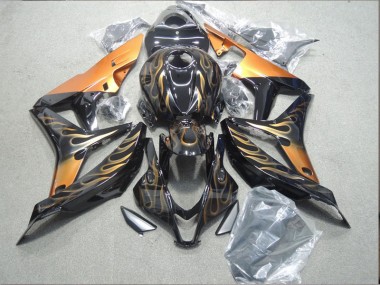 Best 2004-2005 Black Gold Flame Honda CBR1000RR Bike Fairings UK