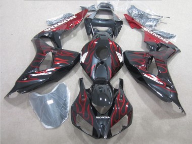 Best 2006-2007 Black Red Flame Honda CBR1000RR Motorbike Fairing UK
