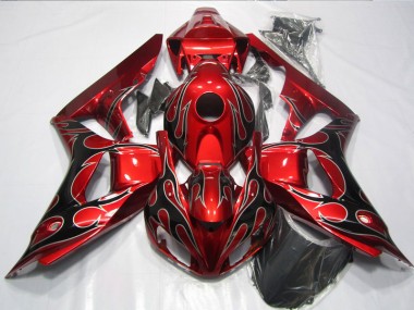 Best 2006-2007 Red Black Flame Honda CBR1000RR Replacement Motorcycle Fairings UK