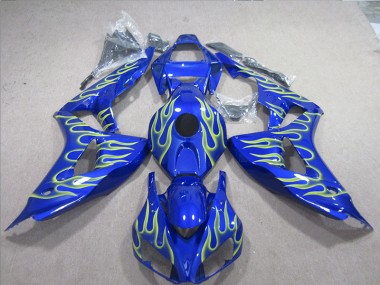 Best 2006-2007 Blue Green Flame Honda CBR1000RR Motorcycle Fairings UK