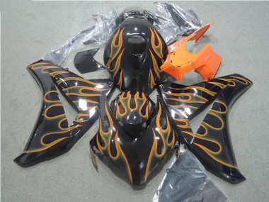 Best 2008-2011 Black Orange Flame Honda CBR1000RR Motorcycle Fairings Kit UK