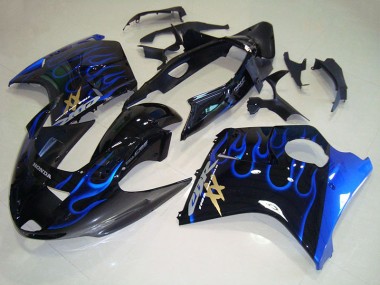 Best 1996-2007 Black Blue Flame Honda CBR1100XX Blackbird Bike Fairing UK
