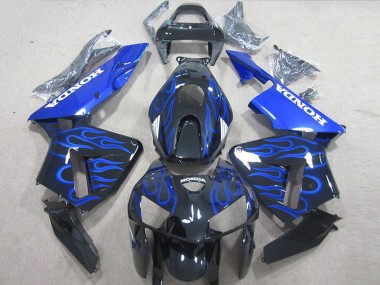 Best 2005-2006 Black Blue Flame Honda CBR600RR Bike Fairings UK
