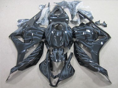 Best 2009-2012 Black Silver Flame Honda CBR600RR Motorcycle Fairings UK