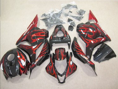 Best 2009-2012 Black Red Flame Honda CBR600RR Bike Fairings UK