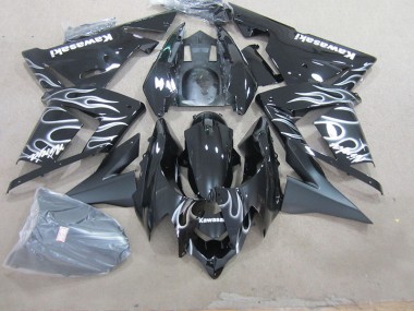 Best 2003-2005 Black with White Flame Kawasaki ZX10R Motorcycle Fairing UK