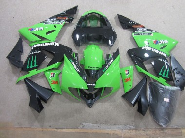 Best 2003-2005 Black Green 3M Monster Kawasaki ZX10R Replacement Motorcycle Fairings UK