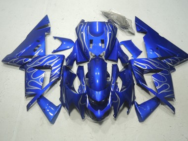 Best 2003-2005 Blue White Flame Kawasaki ZX10R Motorcycle Replacement Fairings UK