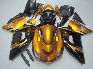 Best 2006-2011 Black Gold Kawasaki ZX14R ZZR1400 Motorcycle Bodywork UK