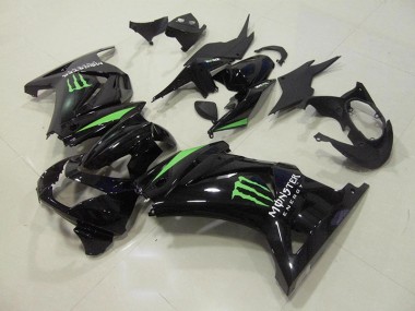 Best 2008-2012 Black Green Monster Energy Kawasaki ZX250R Motorcycle Fairings Kit UK
