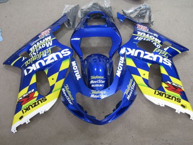 Best 2001-2003 Blue Yellow Telefumia Movistar Suzuki GSXR600 Motor Bike Fairings UK