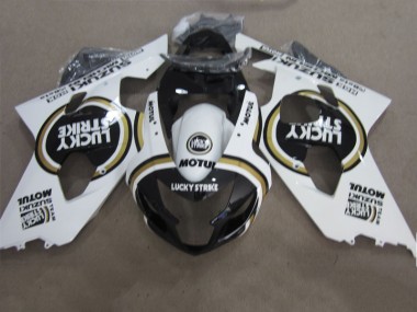 Best 2004-2005 Black White Lucky Strike Motul Suzuki GSXR600 Motorcycle Fairings Kits UK