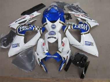 Best 2006-2007 White Blue Lucky Strike Motul Suzuki GSXR600 Motorcycle Fairing UK