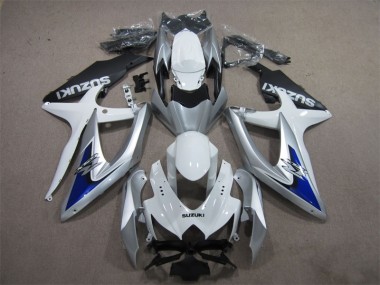 Best 2008-2010 Silver Blue White Suzuki GSXR600 Motorcycle Fairings Kit UK