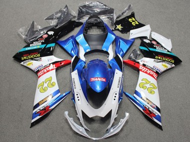 Best 2011-2021 Blue White Red Rockstar 22 Suzuki GSXR600 Bike Fairing Kit UK