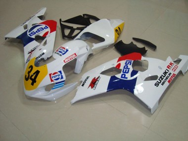 Best 2004-2005 White Blue Pepsi 34 Suzuki GSXR750 Replacement Motorcycle Fairings UK
