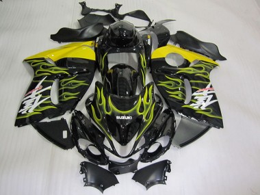 Best 2008-2019 Black Yellow Flame Suzuki GSXR1300 Hayabusa Motorcycle Fairing Kits UK