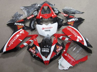 Best 2007-2008 Black Red White Santander Yamaha YZF R1 Motorbike Fairing Kits UK
