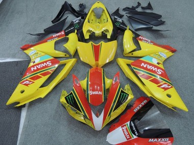 Best 2007-2008 Yellow Red Swan Yamaha YZF R1 Moto Fairings UK