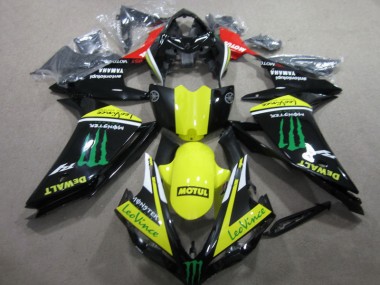 Best 2007-2008 Black Yellow Motul Leovince Yamaha YZF R1 Motorcycle Fairings Kit UK