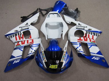 Best 1998-2002 White Blue Fiat 46 Yamaha YZF R6 Motorcycle Fairings Kits UK