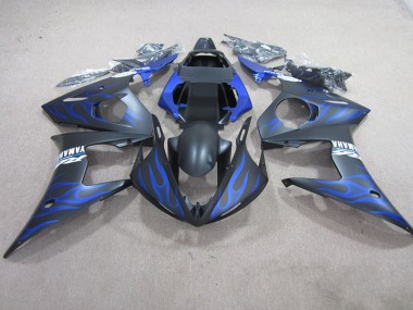 Best 2003-2005 Black Blue Flame Yamaha YZF R6 Moto Fairings UK