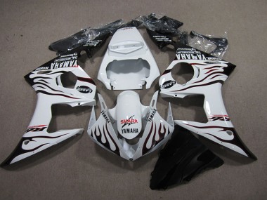 Best 2003-2005 White Black Flame Shark Yamaha YZF R6 Replacement Fairings UK